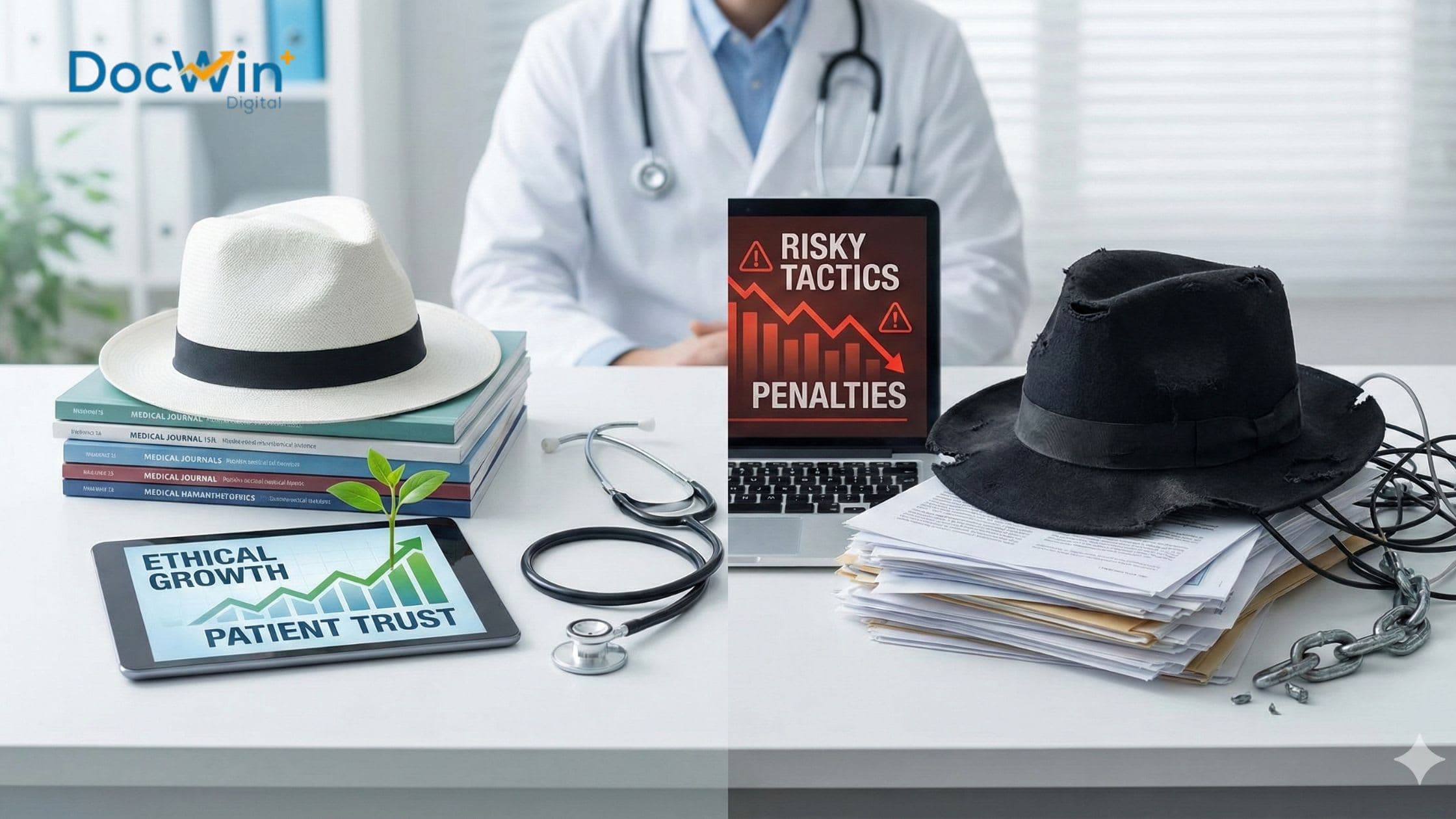 (Pillar 1, Cluster 1, Blog 6) White Hat vs Black Hat SEO in Healthcare: Ethical SEO for Sustainable Growth
