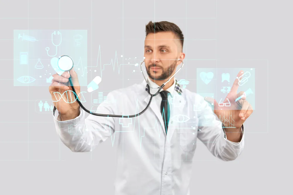 Patient reading health newsletter on mobile phone