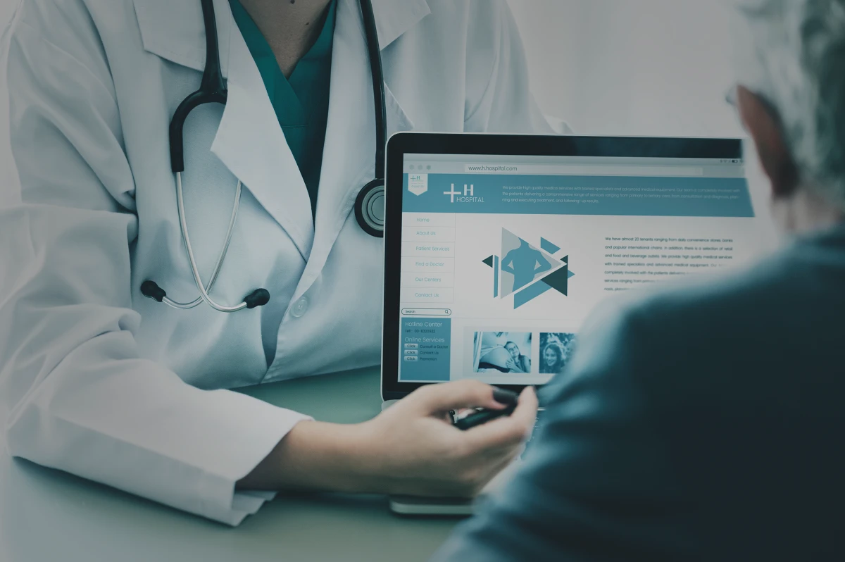 Patient using medical app for appointment booking