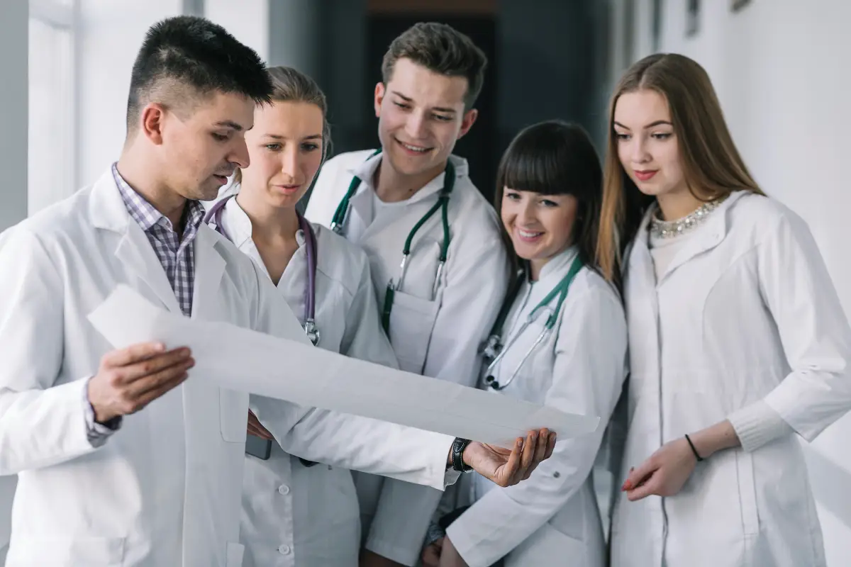 Medical specialist examining patient results